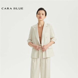 正品 cara 西服外套 喀啦 原创设计条纹KC211MWJ0055 blue