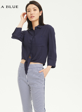 cara blue 喀啦 女上衣衬衫 正品时尚气质修身系带KC211MWB0038