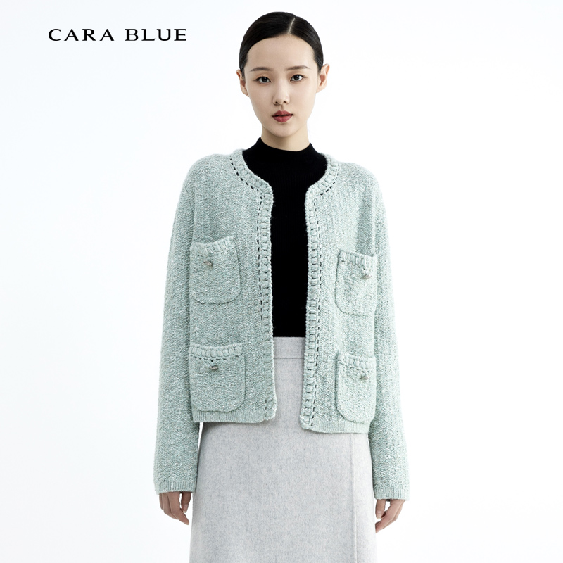 喀啦CARABLUE 气质百搭简约通勤小香风针织开衫 KB233MKC0007