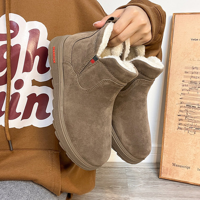 回力皮毛一体雪地靴男冬加绒加厚老人棉鞋男东北防滑厚底劳保鞋男