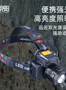 多功能LED感应头灯 旋转变焦头戴式矿灯 户外黄光白光照明T50