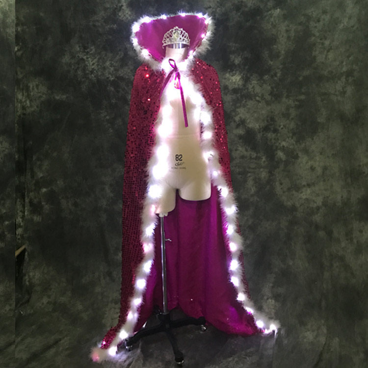雷帝杰led选美花场带钻皇冠披风