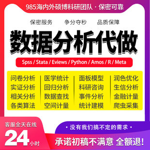 SPSS数据分析服务eviews实证Stata模型amos统计meta生信医学R代做