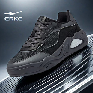 鸿星尔克男鞋2026秋冬新款软底轻便运动鞋男士黑色百搭潮流板鞋潮