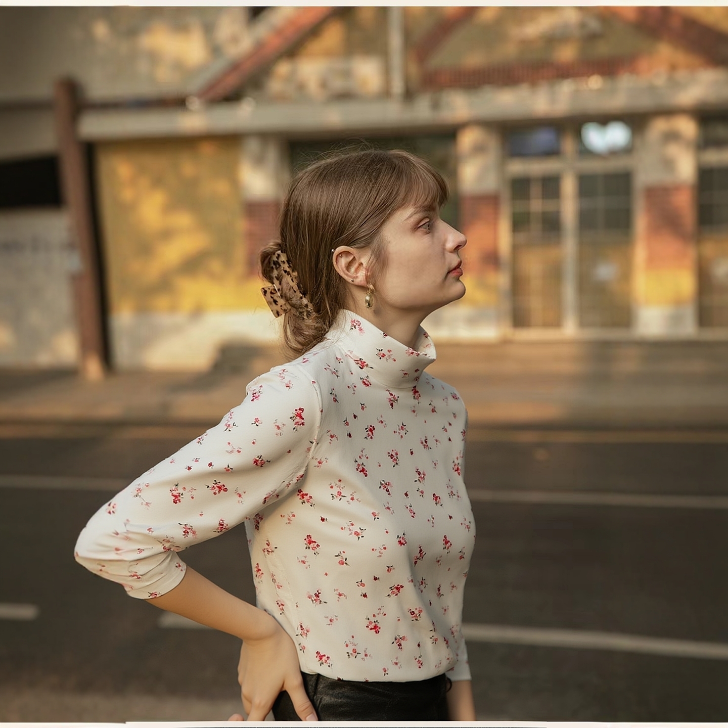 2025秋冬新小碎花棉打底衫女T恤