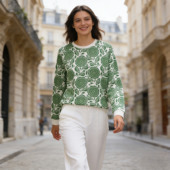 客供面料纯棉针织毛圈英伦印花圆领套头卫衣女宽松大码 碎花外套潮