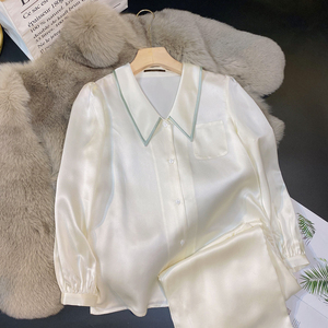 19姆米重磅法式宫廷家居服套装女