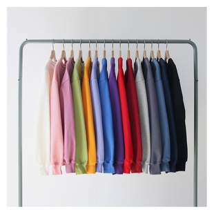 女宽松韩版 2020秋冬季 圆领卫衣男 加绒加厚打底纯色 潮流落肩 新款