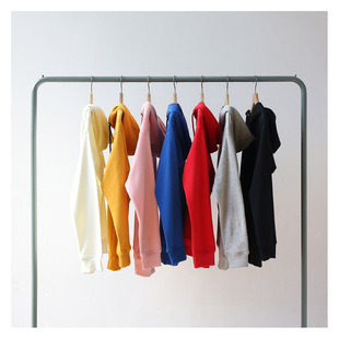 米白色 毛圈布 淡紫色 连帽卫衣男 情侣宽松潮 2020春秋季 女 薄款