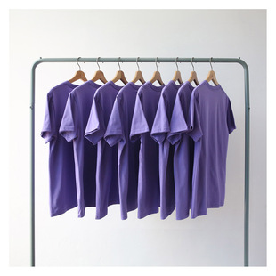 夏季 2020新款 女 T恤男 BF宽松情侣 香芋紫圆领薄款 中紫色 纯棉短袖