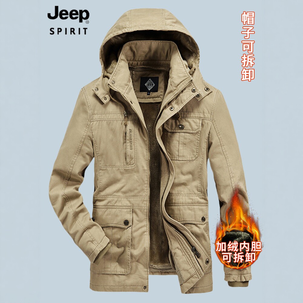 JEEP冬季男士加绒可拆内胆棉服