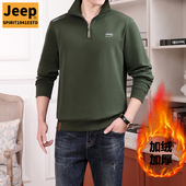 春秋款 2025新款 长袖 Jeep吉普圆领卫衣男士 宽松无帽品牌春装 上衣服