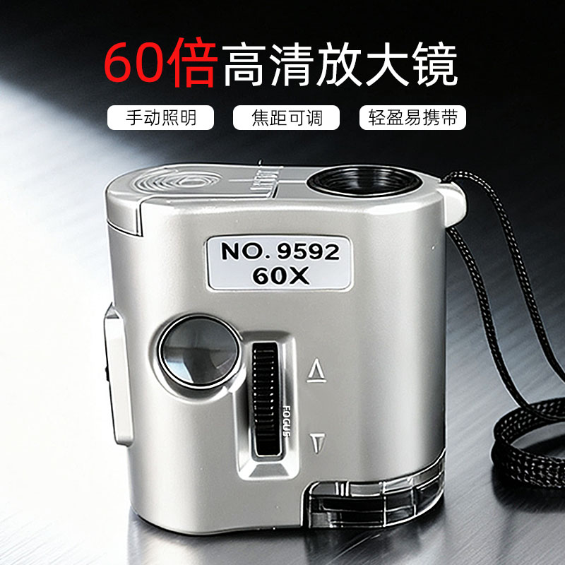 高倍微型放大镜60倍珠宝玉石鉴定专用高清光学镜片夹式家庭用工具