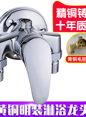 全铜明装淋浴冷热水龙头花洒太阳能明管热水器卫生间混水阀门开关