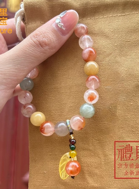 北京雍法物流通处五福多宝手串香灰琉璃手链送女朋友亲人节日礼物