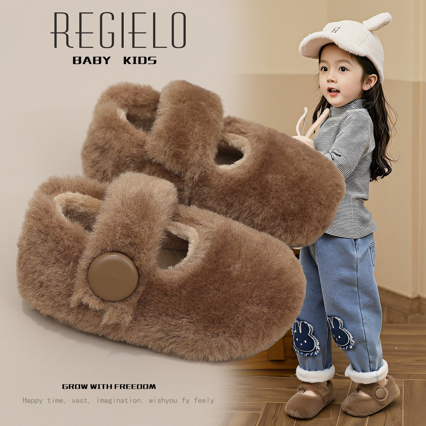 女童毛毛鞋2025冬新款儿童鞋子女孩公主豆豆鞋二棉加绒宝宝棉鞋潮,童鞋/婴儿鞋/亲子鞋,棉鞋,淘宝优惠券,粉丝福利购,淘宝优惠卷