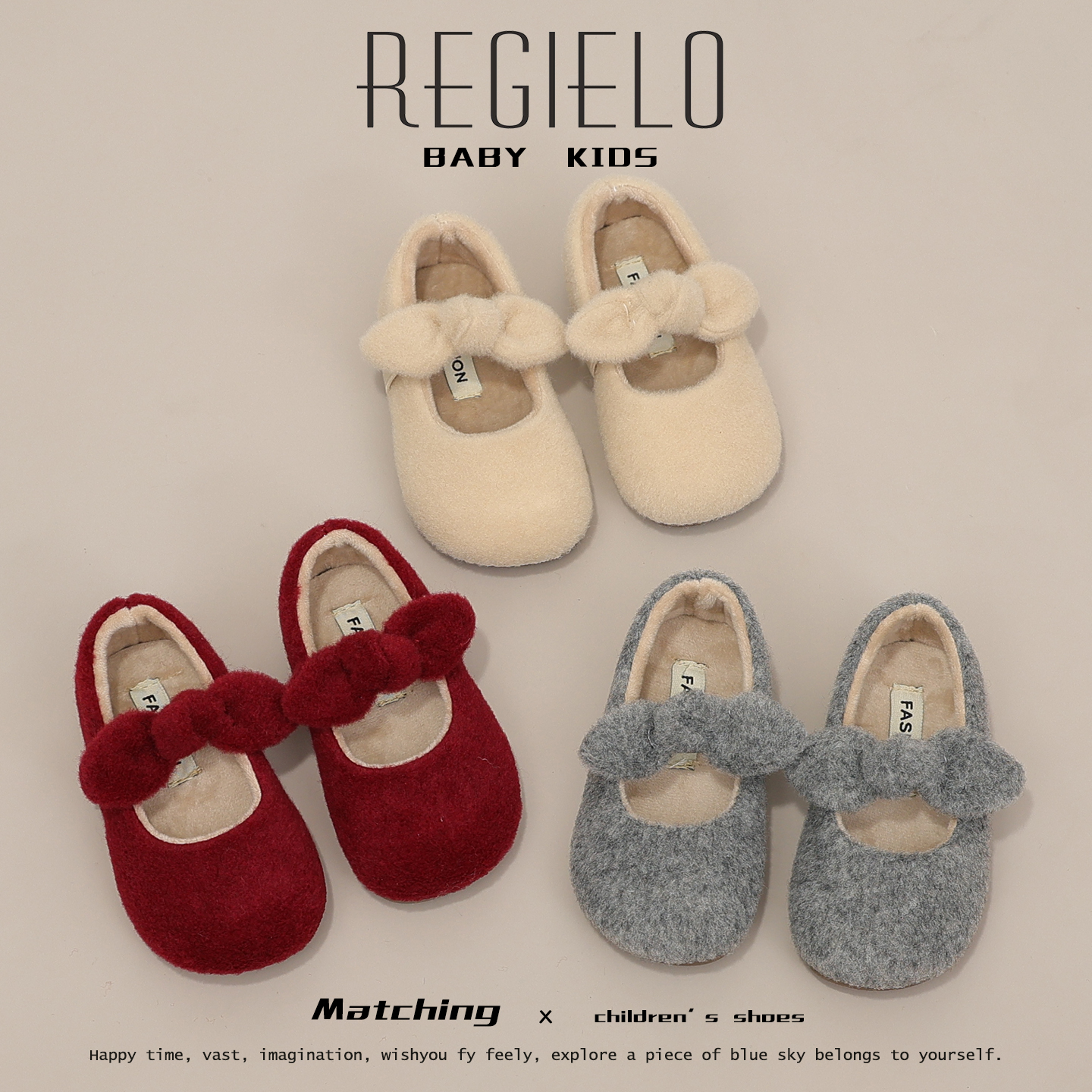 冬季女童蝴蝶结公主棉鞋