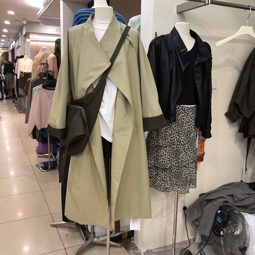 配包包中长款宽松系带风衣女2026秋季新款慵懒风过膝外套TTBL5676