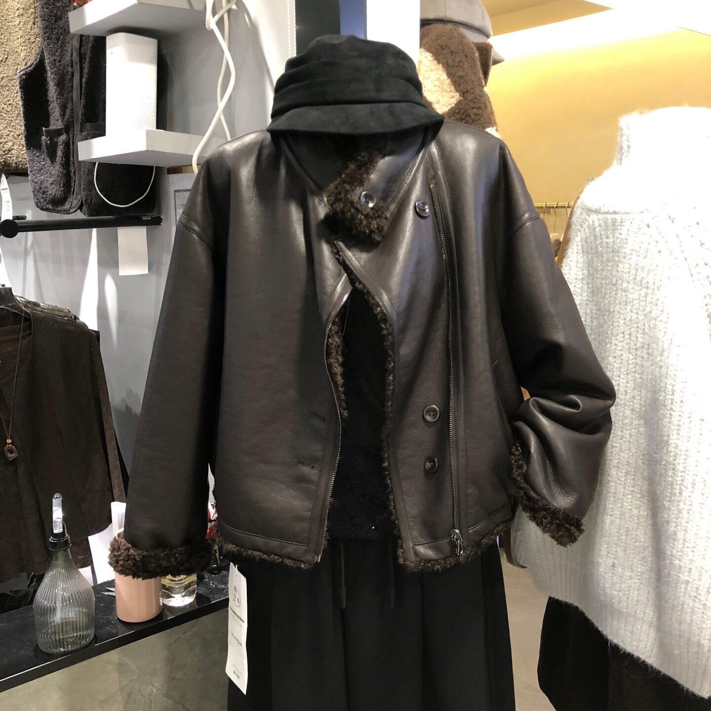 两面穿皮衣羊羔毛外套女2026秋冬新款韩版宽松皮夹克女KDD6695-1