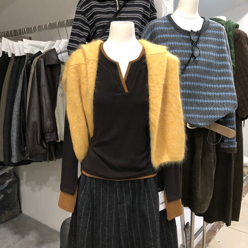 撞色假两件长袖T恤女2026秋季新款韩版通勤气质休闲打底衫MG26087
