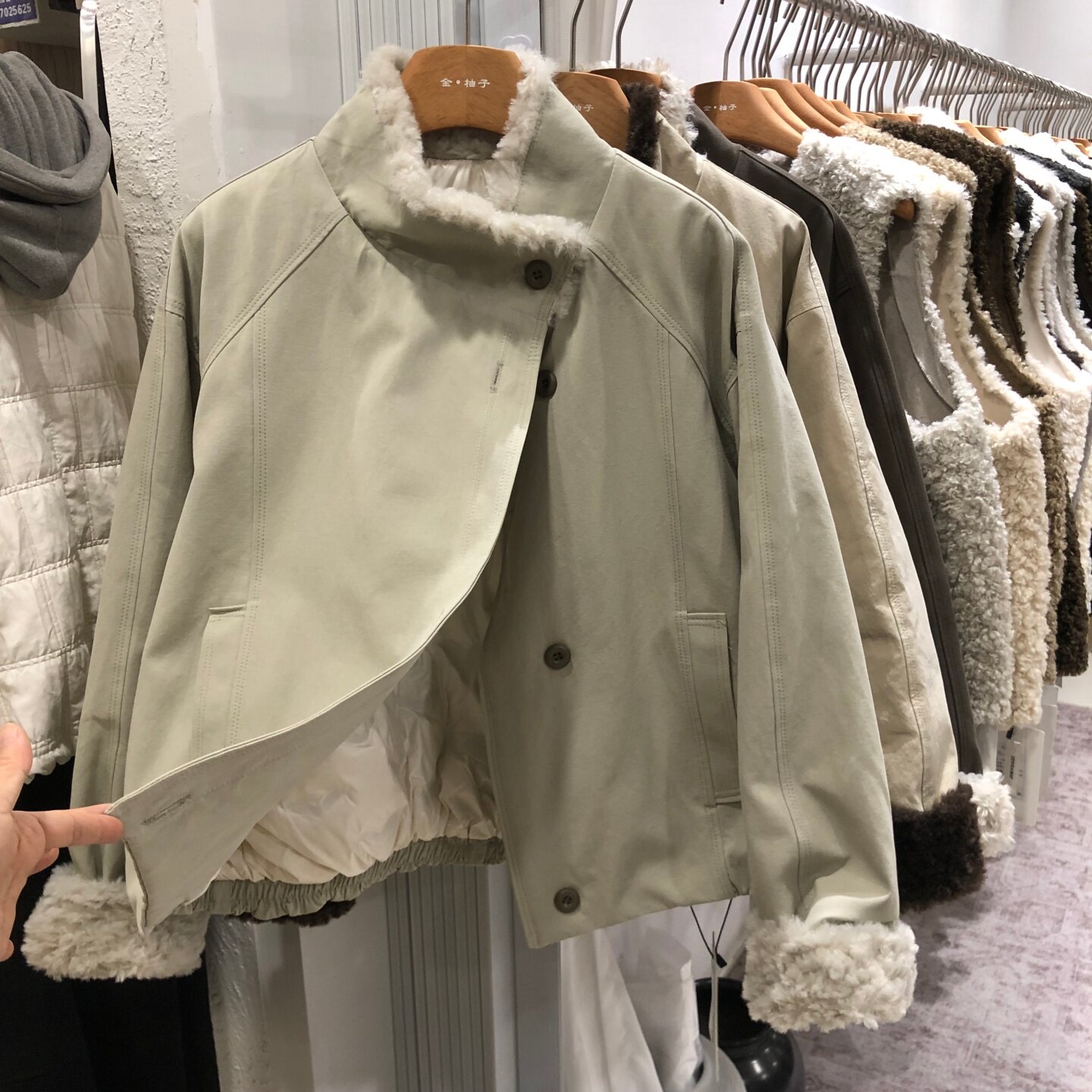 90白鸭绒派克服女冬新款韩版宽松休闲拼羊羔毛羽绒服外套JYZ2909