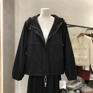 清仓2025春秋新款韩版宽松休闲大版连帽短款风衣外套HB825