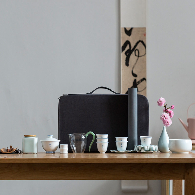 青瓷茶艺教学茶具旅行便携包陶瓷功夫茶具