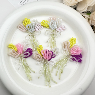 奶油风撞色立体郁金香花束古风服饰辅料一字发夹边夹鞋 扣配件 花鞋