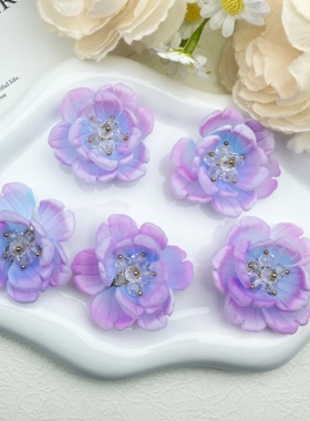 新款紫色春夏编织花朵水晶饰品