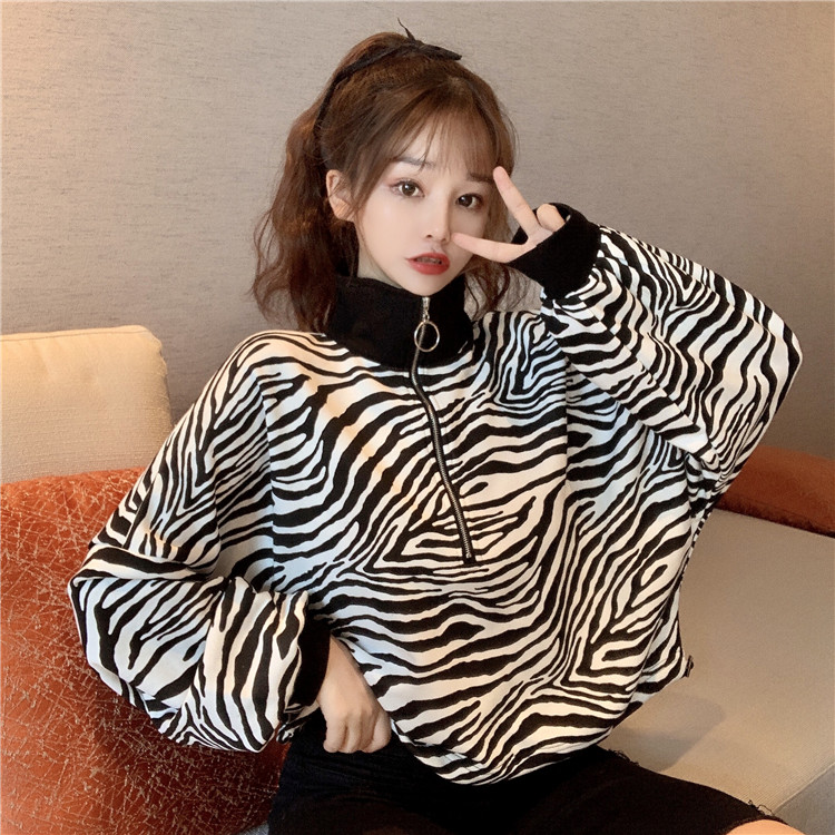 Real price ~ New Korean loose casual zebra pattern t-shirt female student