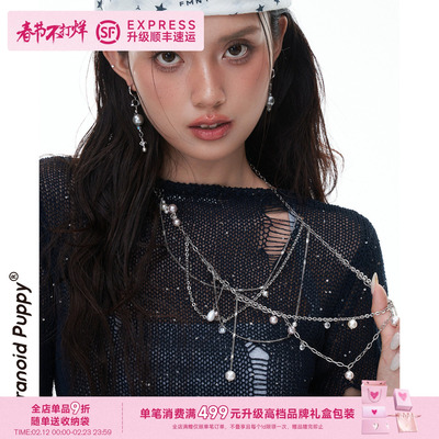 时髦好搭！珍珠款叠戴毛衣链