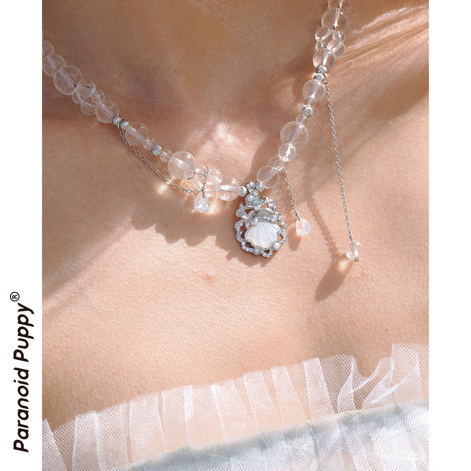 PP《潮汐私语》原创设计水晶项链女夏季百搭锁骨链海洋贝壳choker - 实物图