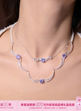PP饰品《莫奈紫》925纯银紫色巴洛克公主项链女小众轻奢细锁骨链