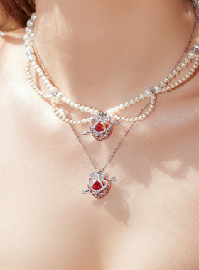 红宝石爱心项链～太适合叠戴啦