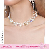 现货·明星同款 绫 vintage马卡龙爱心珍珠项链轻奢锁骨链choker