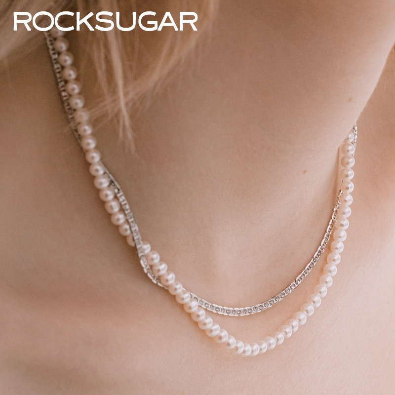 近圆形天然珍珠项链猪鼻链叠戴款