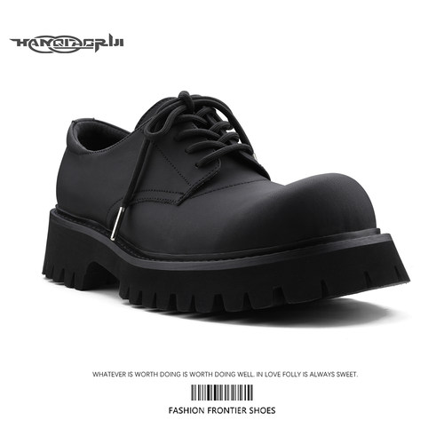 韩桥日记通勤碳黑米奇大头德比鞋