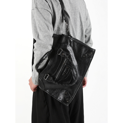 韩桥日记[乐系列]  小众设计个性铆钉机车包多功能手提包男单肩包