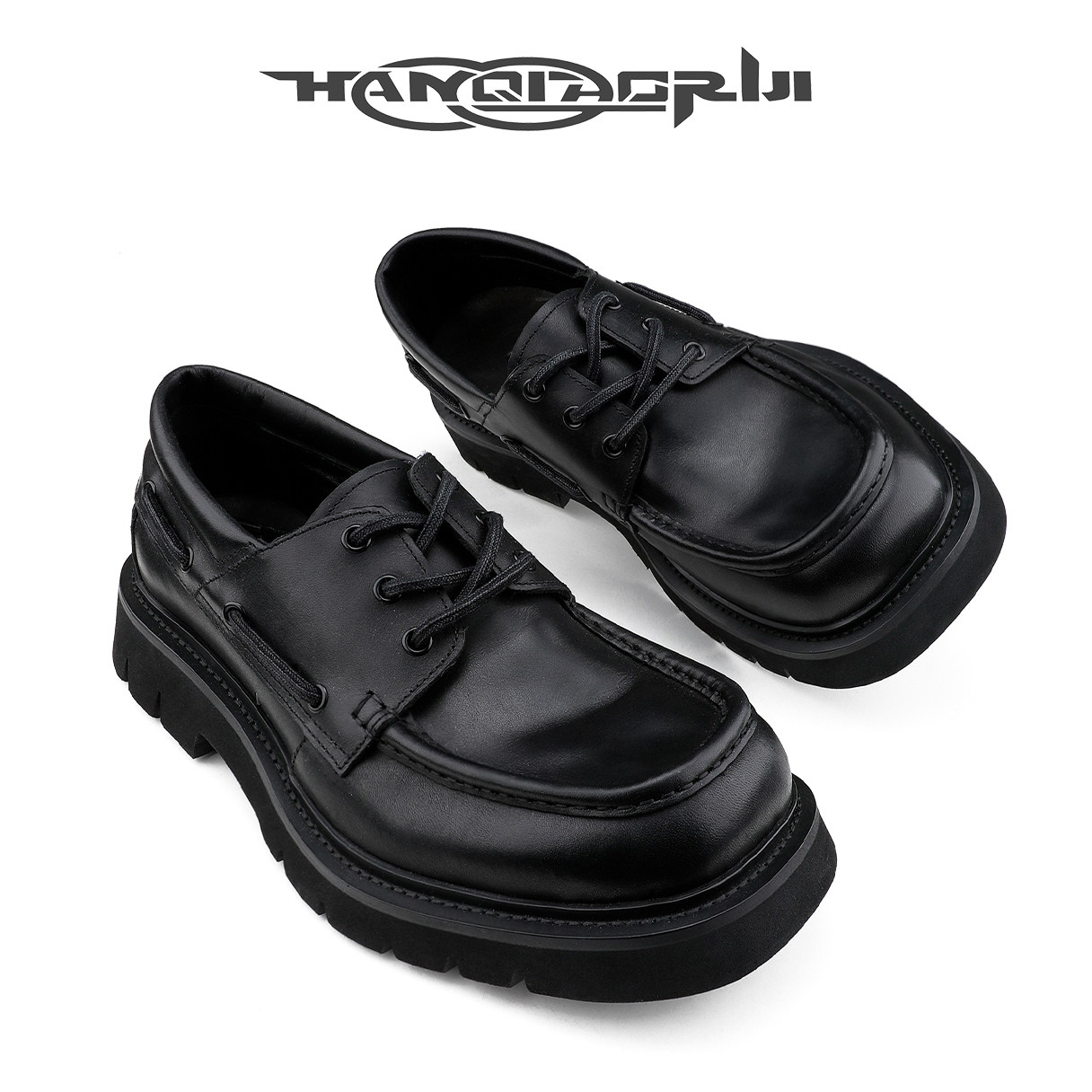 韩桥日记[黑血系列]头层牛皮低帮系带乐福鞋厚底方头德比鞋男雅味,流行男鞋,休闲皮鞋,淘宝优惠券,粉丝福利购,淘宝优惠卷