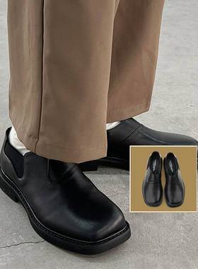 [异型系列]韩桥日记新款高低趾橡筋皮鞋潮男套脚德比鞋懒人皮鞋女