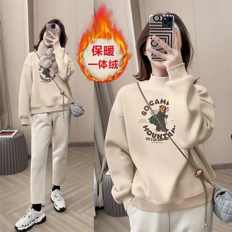 送运险加绒加厚保暖高领卫衣女