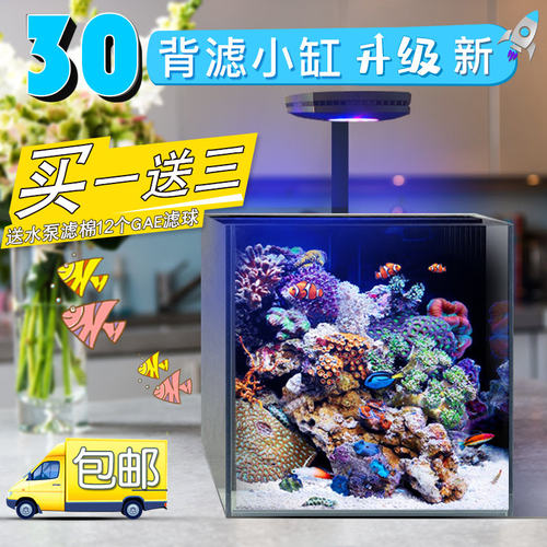 30方背滤海缸套餐珊瑚桌面新手