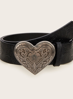 BradyMelivette复古爱心雕刻皮带女y2k时尚百搭腰带