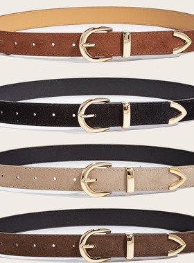 2025春新款高级感复古y2k女士皮带绒面宽腰带辣妹风配牛仔裤裤带