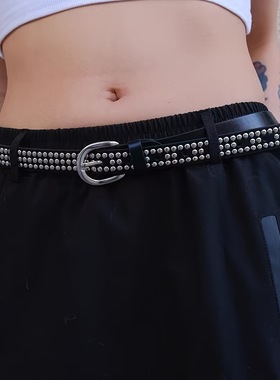 BradyMelivette柳钉朋克y2k辣妹细腰带女装饰配裙子牛仔裤裤带