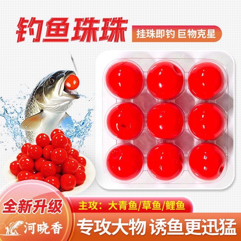 河晓香珠珠 大珠珠饵料野钓青鱼黑坑专用鱼饵料钓鱼饵料九宫格盒