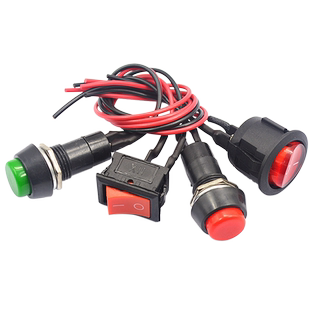 开关按钮小开关小型按键汽车自锁无锁自复位迷你圆形微型船型带线