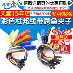 彩色杜邦线带鳄鱼夹子 杜邦公母头转鳄鱼夹线 测试夹线连接导线