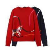 高定鄂 圆领套头毛衣女 马年生肖提花优雅针织衫 25年秋冬季 新年款