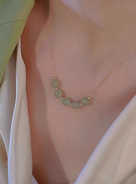 踏青行。毕业级天然和田玉S925纯银可调节文艺复古小众高级感项链